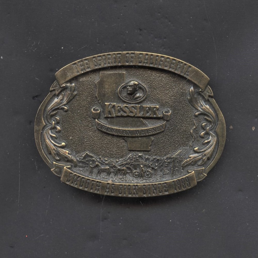 Vintage Kessler American Whiskey Brass Belt Buckle